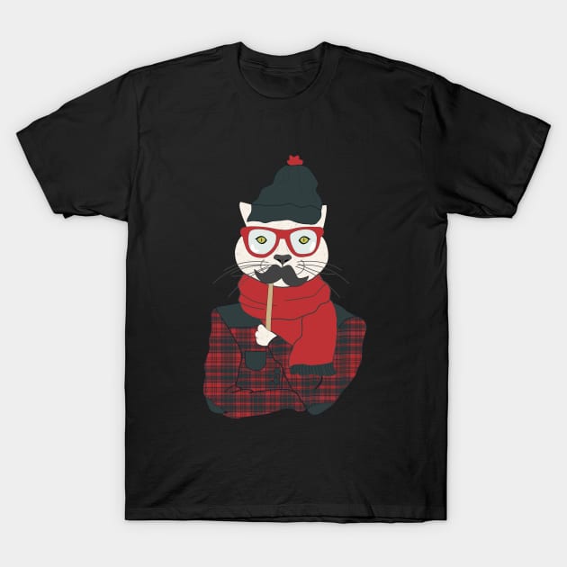 Hipster Cat T-Shirt by IceTea